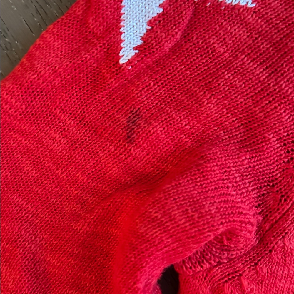Boston Proper Red Cardigan with White Star Design - Picture 5 of 8